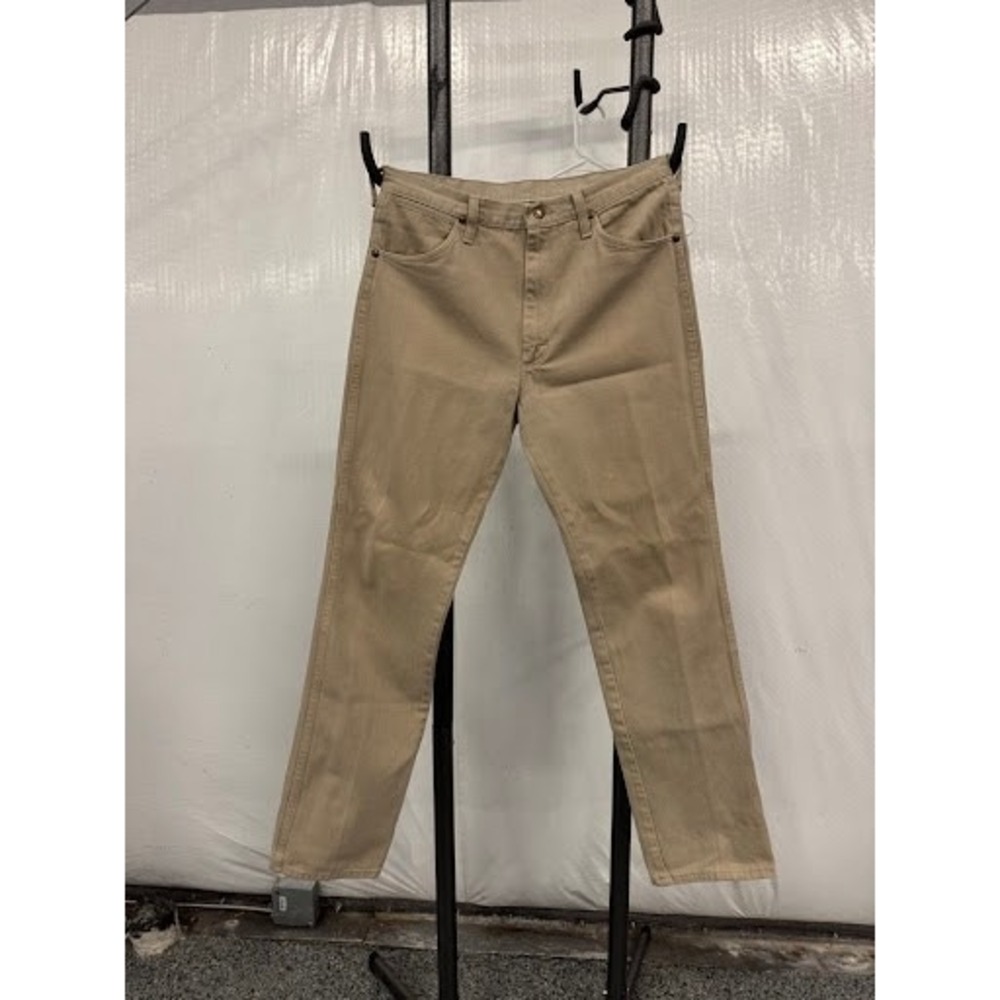 Vintage Wrangler Straight Leg Jeans - 34x30 - Khaki Tan - "W" Pocket Stitch